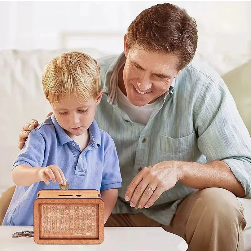 Money Box Wooden Piggy Bank Money Container